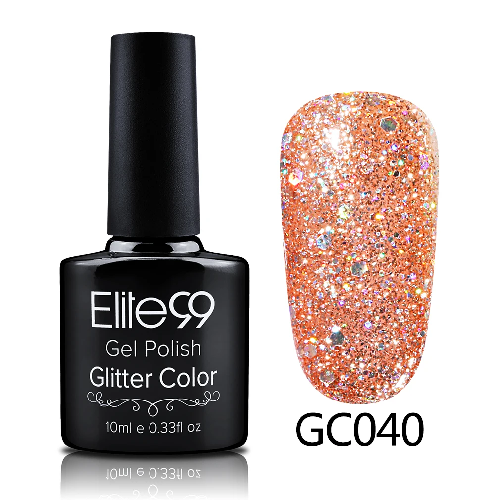 S-GC040 Elite99 10 мл Soak Off блёстки Блеск УФ гель лак Diamond для ногтей гель для ногтей с блестками красота направление Atr - Цвет: S-GC040