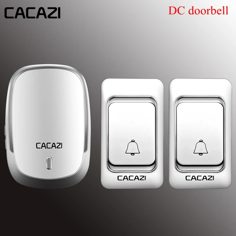 Silver2x1 Беспроводной дверной звонок CACAZI, батарейка постоянного тока, кнопка управления дверным звонком, дистанционный светодиодный светильник 200 м, Домашний Беспроводной звонок, 4 громкости, 36 колокольчиков - Цвет: Silver2x1