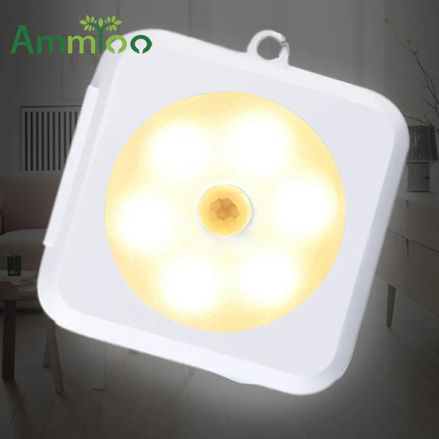 

PIR Infrared Motion Sensor Night Light New Battery Novelty Round Square Magnetic/Hanging Lighst Bedroom/Wall/Cabinet/Stairs Lamp