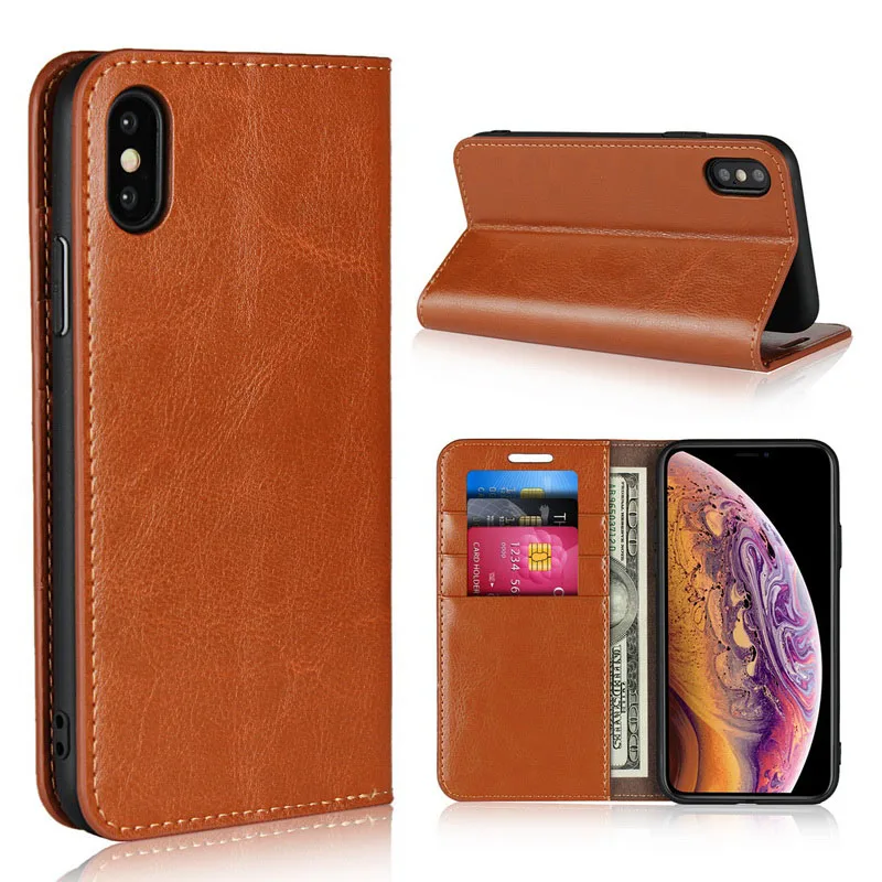 Чехол из натуральной кожи для XIAOMI REDMI K20 NOTE 4X5 5A NOTE 6 7 PRO 7A бумажник флип-чехол держатель для карт чехол для телефона s - Цвет: Light Brown