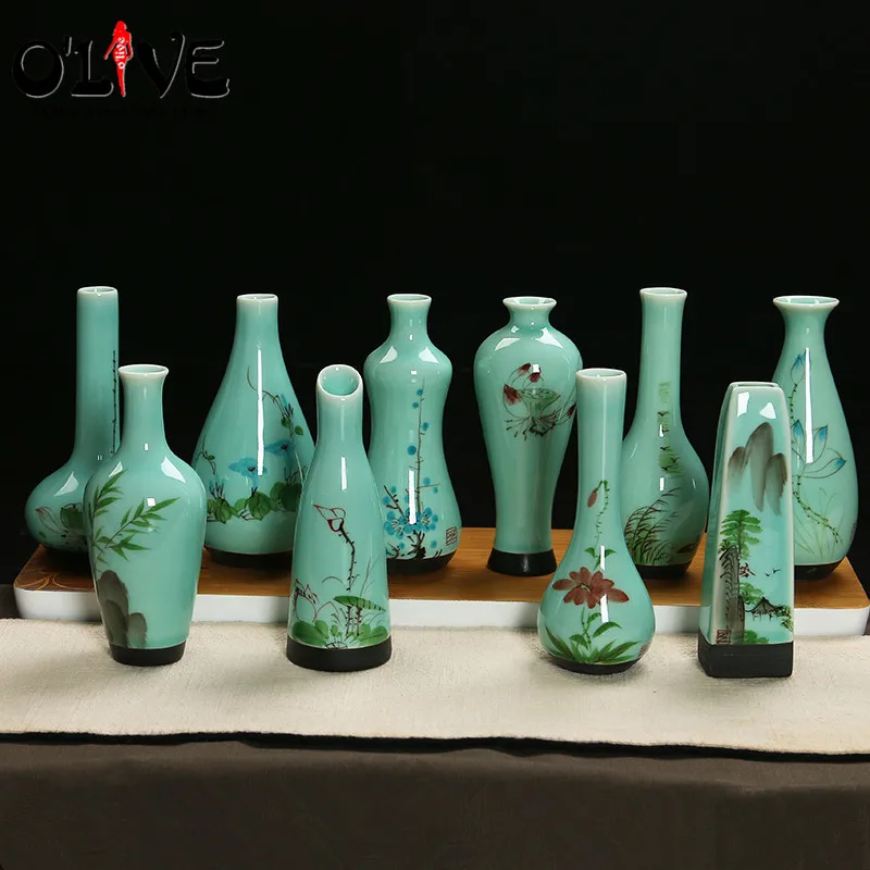 Mini jarrones Vintage para decoración del hogar, florero de cerámica antigua, maceta China pintada a mano, jarrón de porcelana China, receptáculo de flores