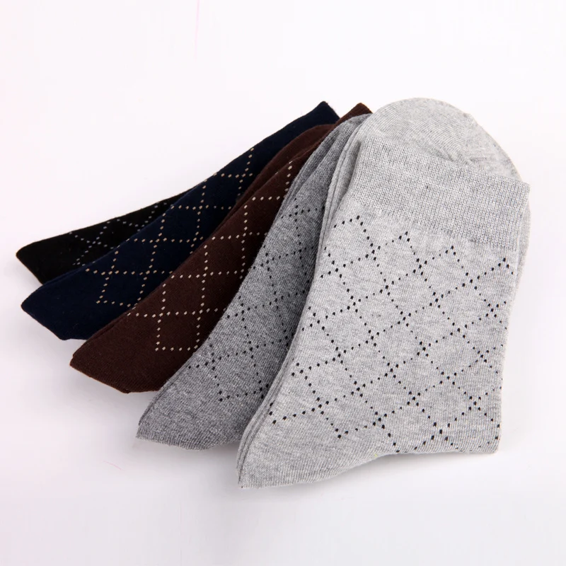 Eur40-44 Мужские осенне-зимние деловые хлопковые носки с узором в горошек со