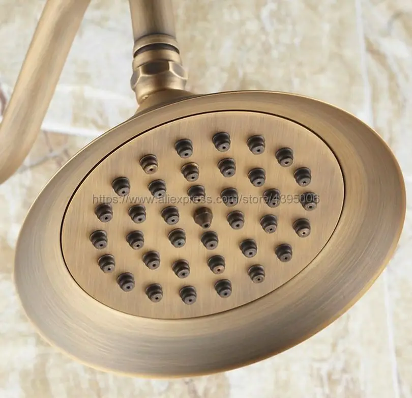 

Antique Brass Rainfall Tub Shower Faucet Set Wall Mount Bath Shower Mixer Tap with Handshower Brs112