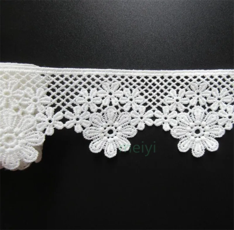 2 ярды белый хлопок цветы вышитые Кружево отделка Лента Ткань ручной работы DIY