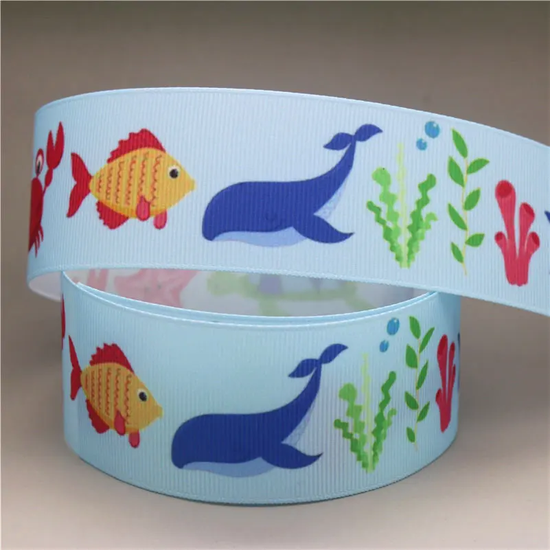 DHK 1 5 '✐ ярдов динозавр Акула Рыба печатная grosgrain ленточный аксессуар