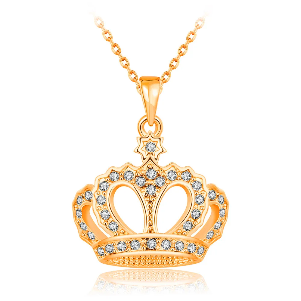 Новый 2018 queen король корона Цепочки и ожерелья розовое золото серебро Цвет колье