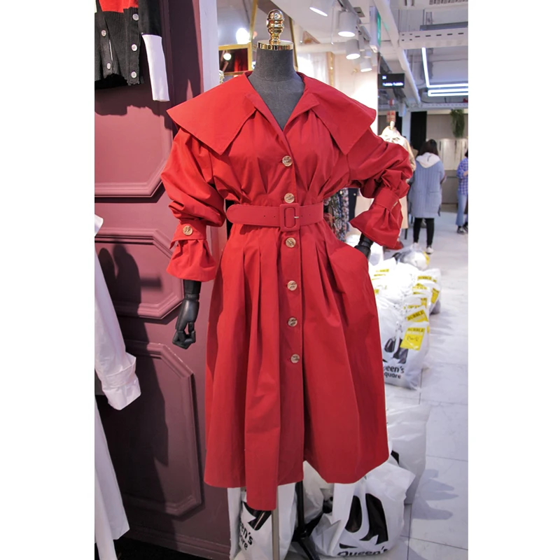 GETSRING женские плащи однобортные свободные длинные красные ветровка для женщин с