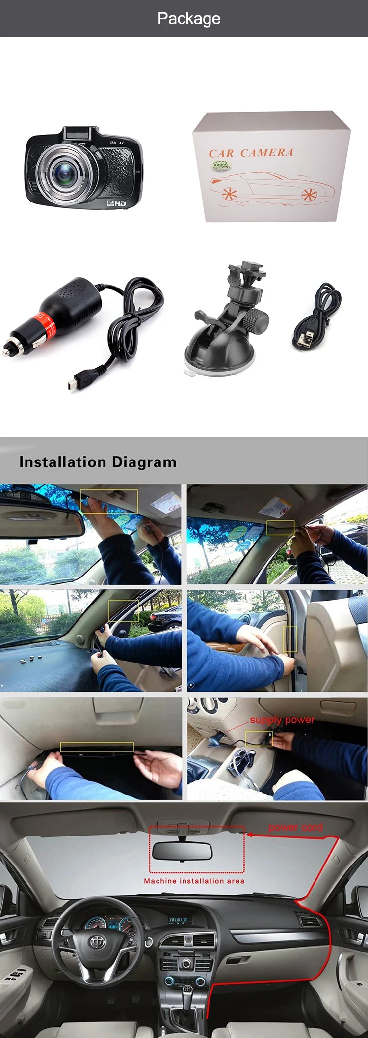 Ainina Автомобильный видеорегистратор Full HD 1080p Novatek 96650 dash cam супер ночное видение автомобильный видеорегистратор камера 2,7 дюймов, H.264, поддержка 128 ГБ