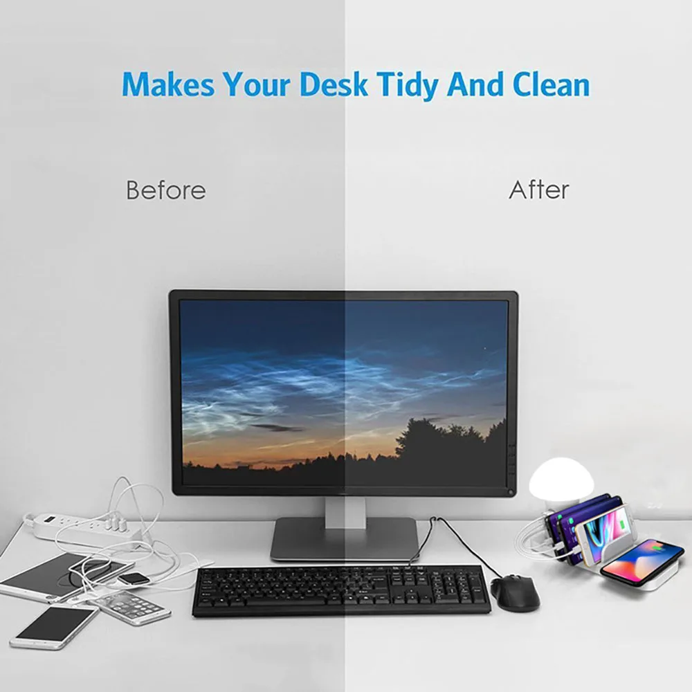 10 Вт Беспроводная зарядная подставка для телефона вилка США ЕС дорожный адаптер