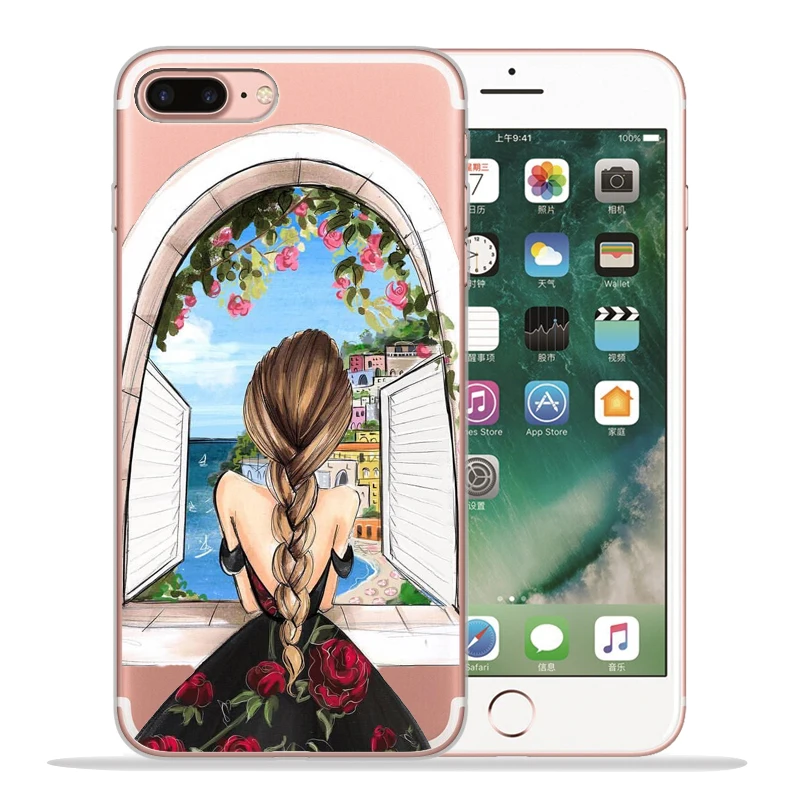 Новое поступление Модный чехол для телефона для девочек для Funda iPhone 8 7 6 6S Plus X XS MAX XR 10 мягкий силиконовый чехол Etui