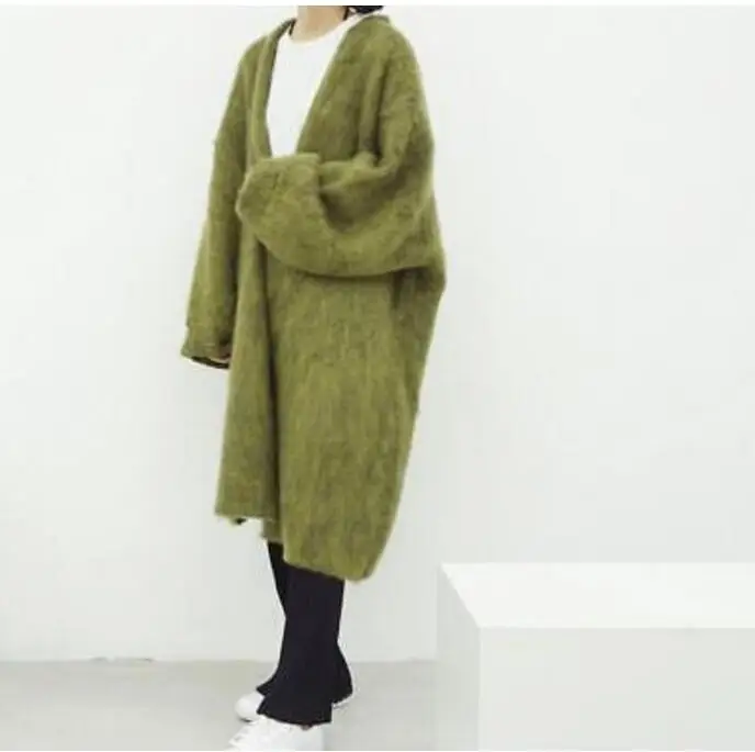 Ladies Thick Fur Long Sweater Cardigans Loose Style Outwears Coats Full hot Overcoat | Женская одежда