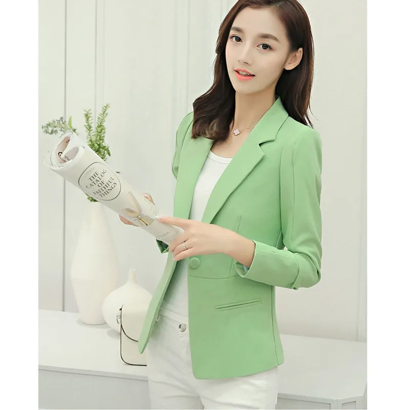 Женский короткий Блейзер на одной пуговице повседневный облегающий офисный