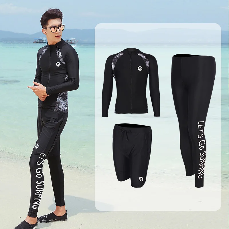 PA19082A 5 шт./компл. полный Rash Guard Женские Длинные рукава УФ Защита от Солнца защиты Купальник 2-купальник бикини снаряжение для сноркелинга серфинг мужские - Цвет: PA19082A