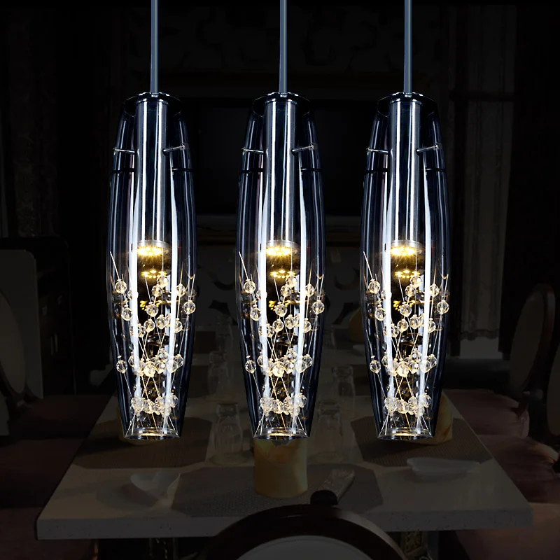 

European style LED restaurant crystal chandelier bar three head restaurant creative personality simple modern lamps
