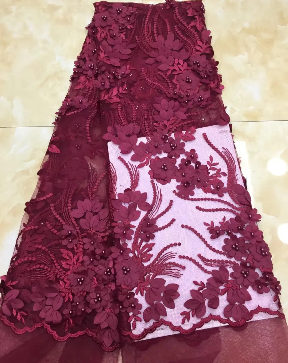 

Вышитая сетка, тюль, кружевная ткань, 5 ярдов, цветочный узор, бисерные африканские кружевные ткани, оптовая продажа для свадебной вечеринки ...