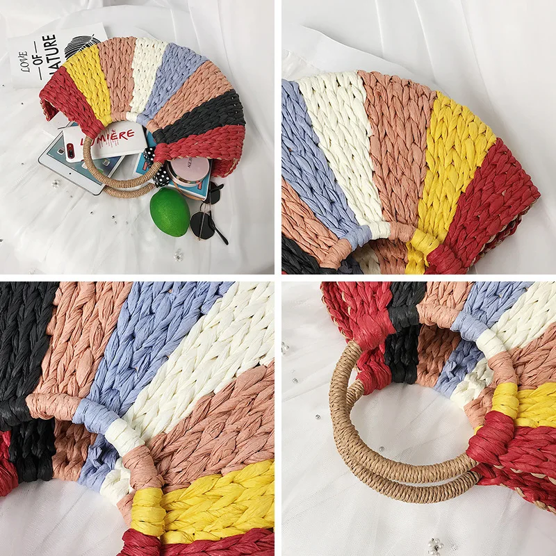 Женская Соломенная пляжная сумка тоут сумки через плечо для женщин 2019 летняя