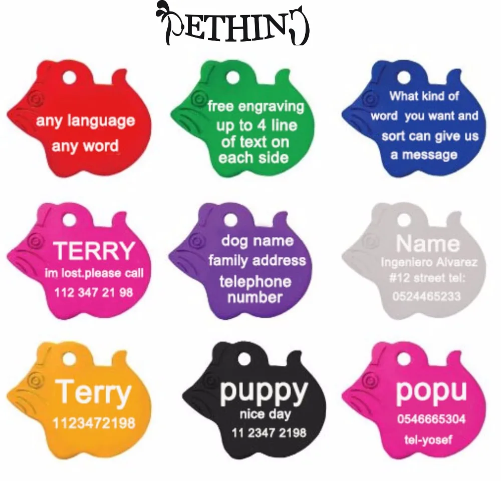 

Именной жетон для собаки, 2 шт./лот, с гравировкой текста на жетоне, с подвеской в виде мыши, 8 видов цветов, с именем, адресом, телефоном на зака...