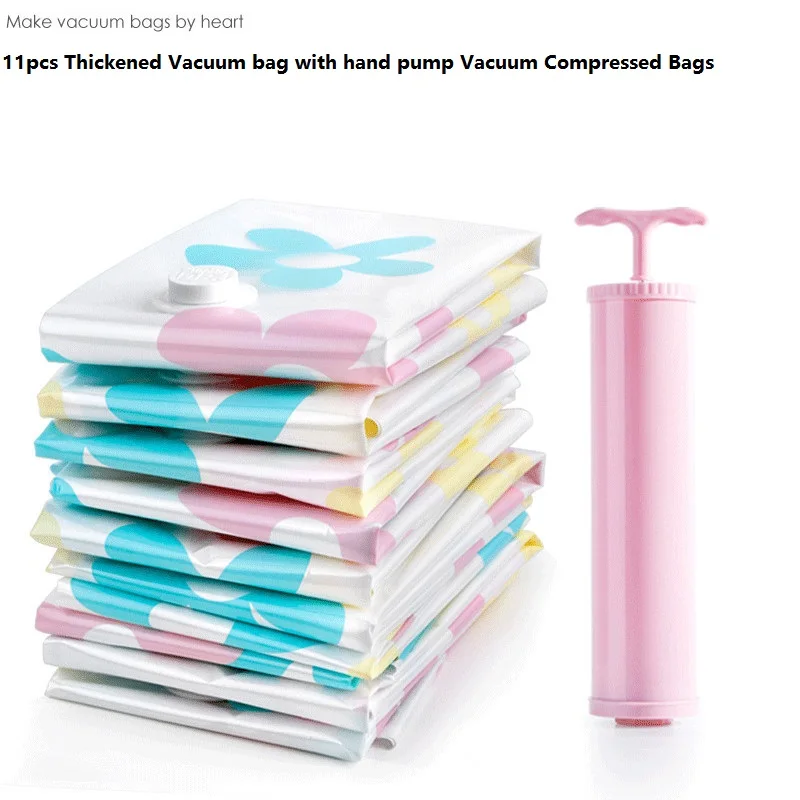 11 шт./компл. многоразовая вакуумная сумка для одежды с насосом хранения гардероба