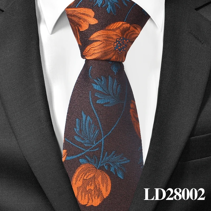 LD28002 Модные цветочные галстуки для мужчин, обтягивающие мужские галстуки, Свадебные Галстуки для жениха, галстук-платок из полиэстера, жаккардовый тонкий галстук Vestidos - Цвет: LD28002