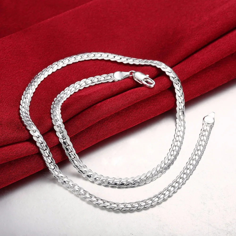 5MM Snake Chain Necklace Beautiful Fashion Jewerly Making Solid Silver Plated Classic Wide Statement Men's Punk Rock | Украшения и