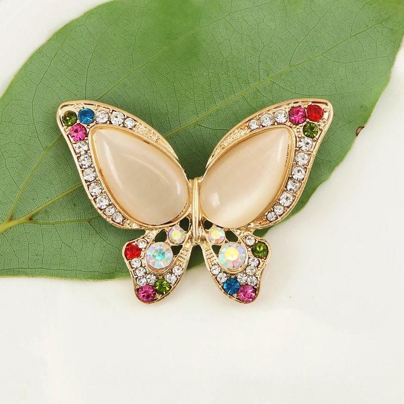 OneckOha Опал Камень Бабочка Броши Несколько Цвет горный хрусталь животных Pin Для