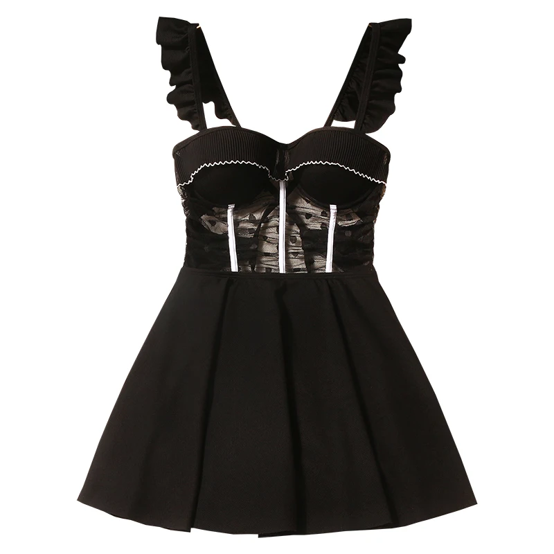 Женский плиссированный купальник на бретельках Пляжное Повседневное платье из