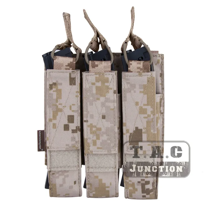 AOR1 Emerson страйкбол Охота Тактический модульный MOLLE тройной Открытый Топ SMG Mag Чехол EmersonGear журнал Перевозчик для MP5/MP7/KRISS - Цвет: AOR1