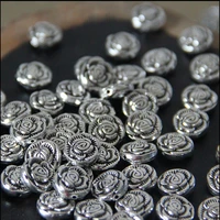 10mm zinc alloy metal beads rose flower carved shape spacer beads handmade for bracelets necklace diy jewelry making components