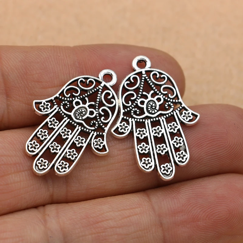 KJjewel антикварные посеребренные Подвески Hamsa для рукоделия ювелирные изделия