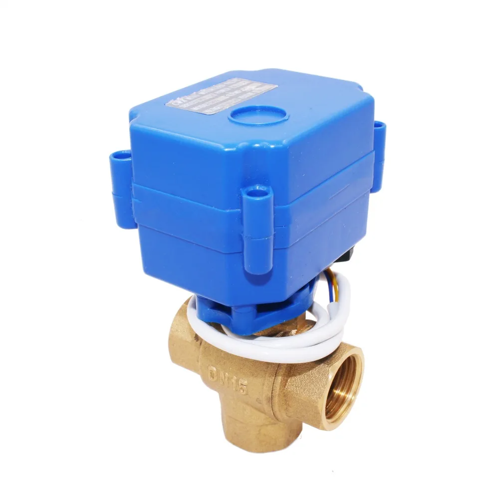 3way DC5V DC12V DN15 (уменьшающий порт) Электрический шаровой клапан (Т-порт)