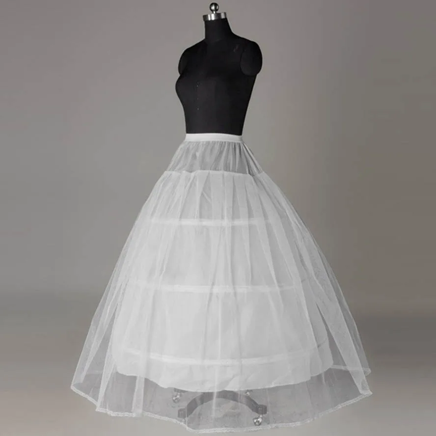 

In Stock 3 Hoops White A-Line Petticoats For Wedding Accessories Crinoline Cheap Underskirt Petticoat Customized