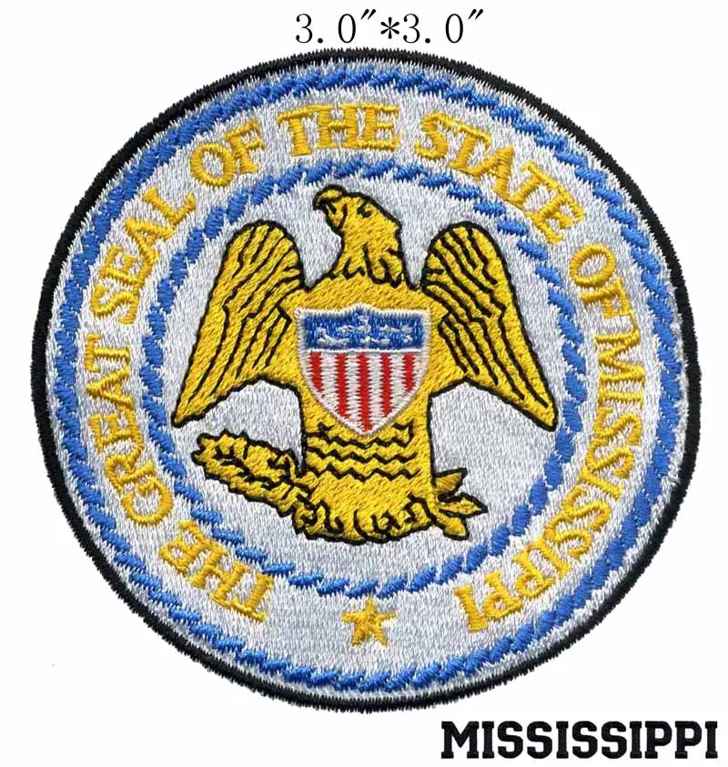 Печатный уплотнитель штата Миссисипи 3 дюйма широкая вышивка нашивка для байкеров/монтажных