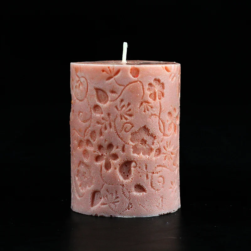 

3D Cylinder Silicone Candle Mold Embossing Flower Aromatherapy Wax Mould