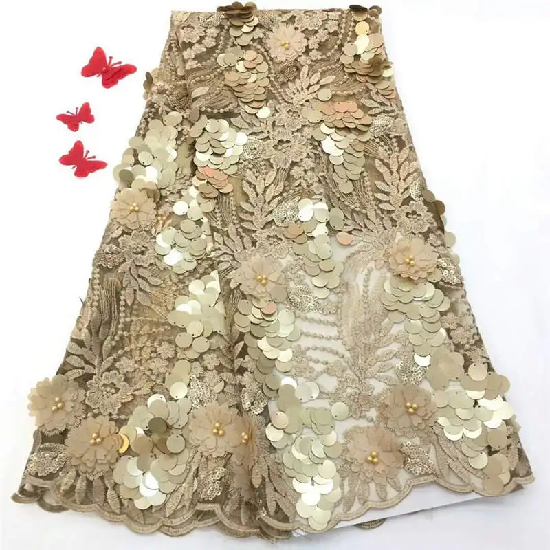 Nigerian Lace Fabric 2018 High Quality 3d Wedding White African With Beads French pink | Дом и сад