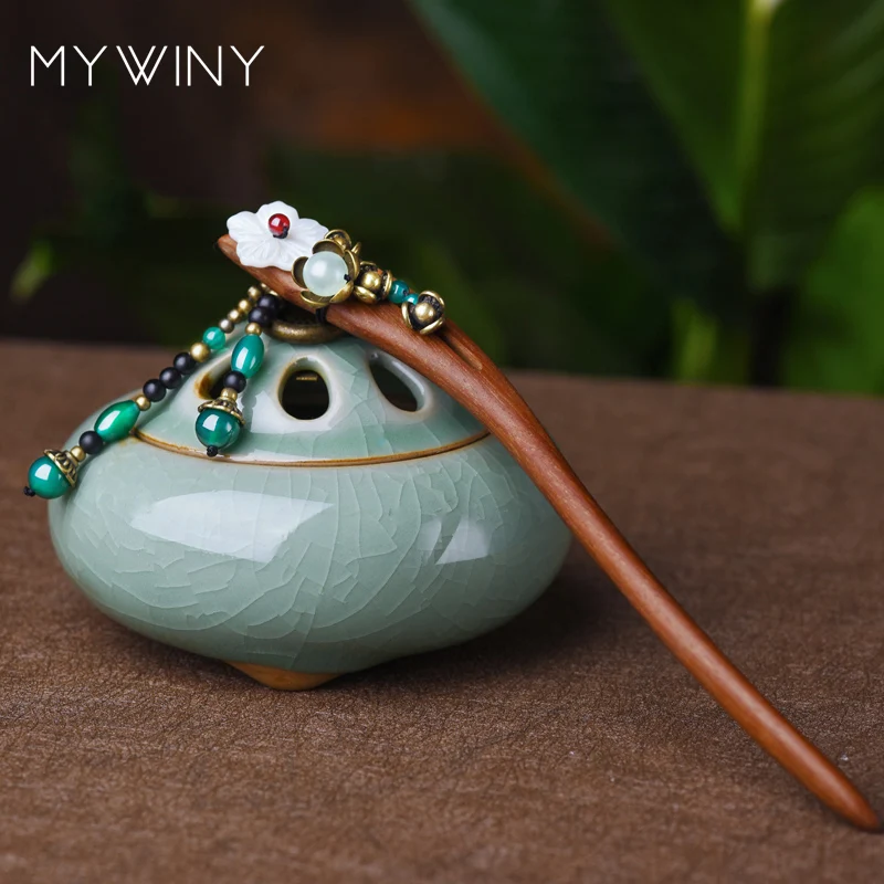 MYWINY Модные Винтажные Украшения для волос из сандалового дерева винтажные