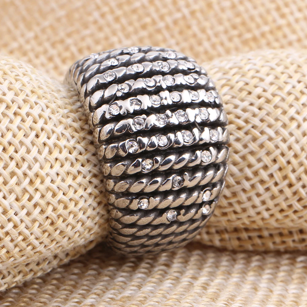 Модное многослойное кольцо из нержавеющей стали с узором в виде шин стиле панк