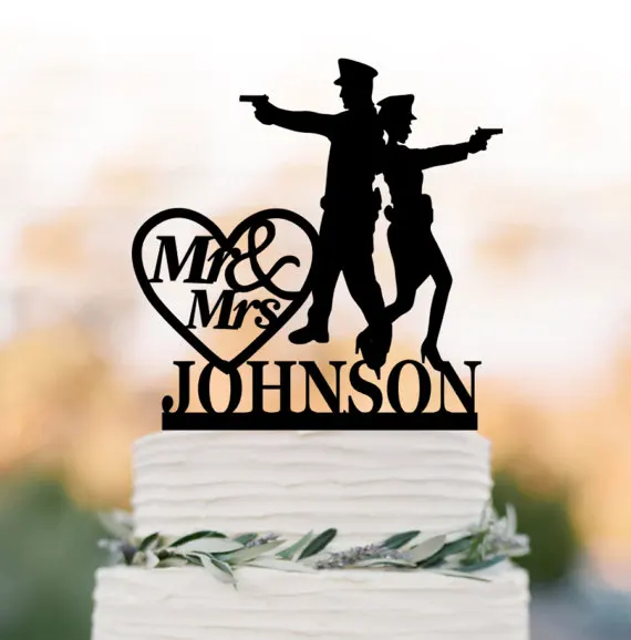 Полицейская Свадебная накладка на торт для невесты и жениха искусственная