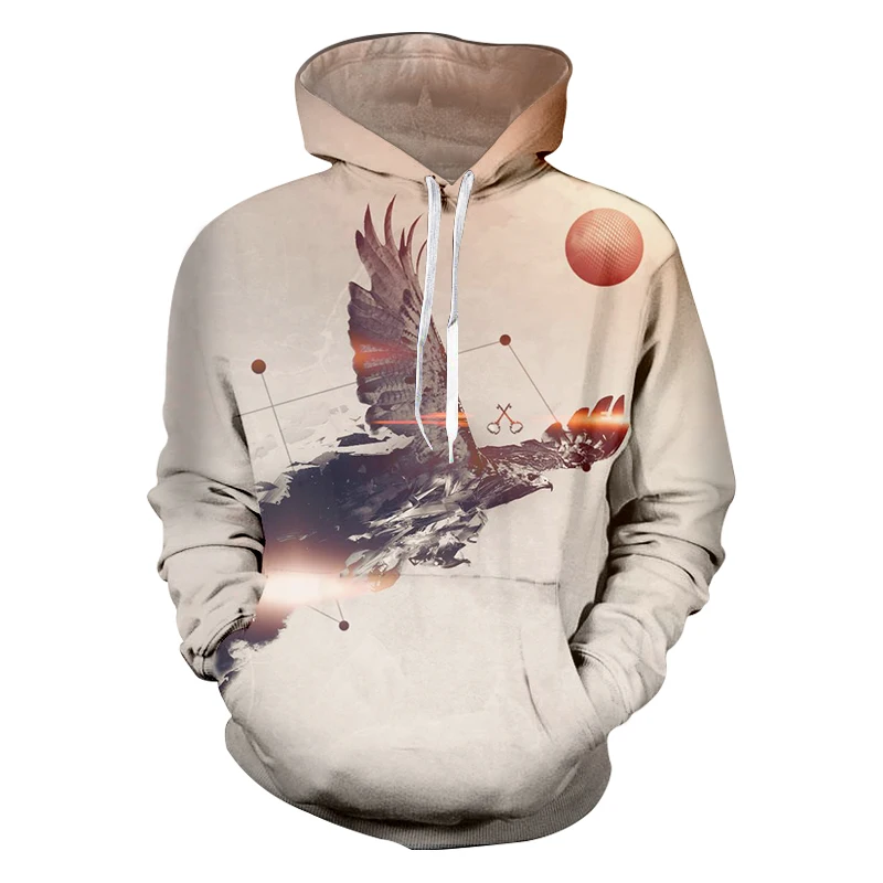 

CJLM Animal Hoodies 2018 Winter Jacket Men Hip Hop Streetwear Coat 3d Print Eagle In The Setting Sun Sweatshirt Hoodies Unisex