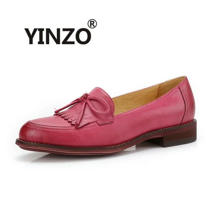 Женские винтажные Туфли-броги yinzo из 100% натуральной овечьей кожи на плоской