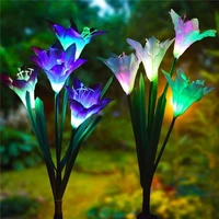 new fashion 1 pack outdoor garden led solar powered flower lights multi color changing light for garden patio yard decoration