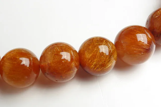 

10mm Natural Genuine Brailian Copper Hair Rutilated Quartz Crystal Round Clear Beads Stretch Charm Bracelet Free Shipping