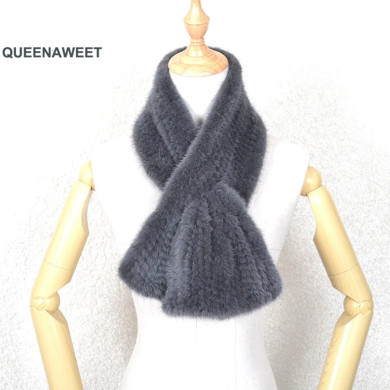 Женский вязаный шарф из натурального меха норки 100% натуральный мех оптовая и