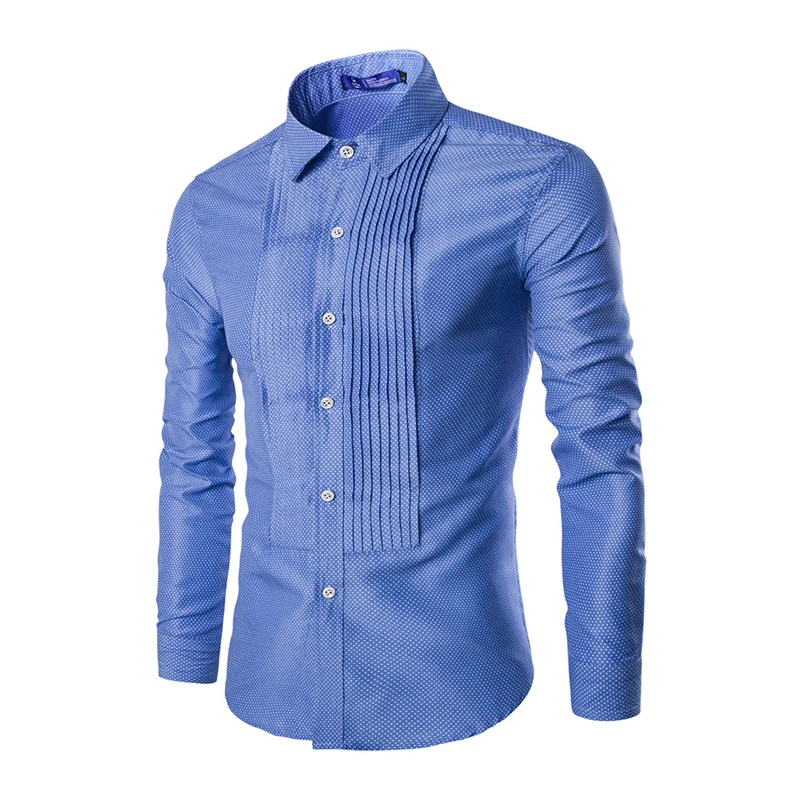 Рубашка мужская приталенная с длинным рукавом Стильная сорочка в складку топ