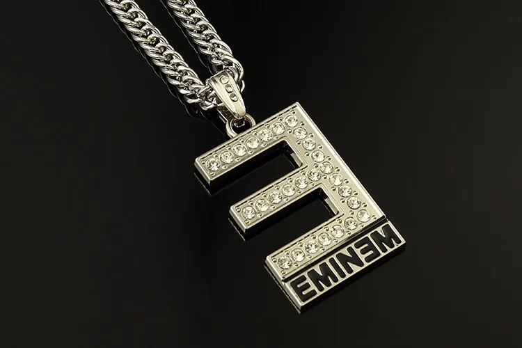 Хип-хоп письмо ожерелье Eminem для мужчин s Bling длинные цепочки для мужчин сплав талисманы большое ожерелье Рок музыка Musica массивный