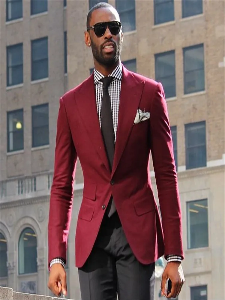 VEIAI Latest Designs Lapel Two Buttons Men Suits Custome Homme Fashion Tuxedos Cool Blazer Men Handsome Slim(Jacket+Pants - Цвет: Picture Style18