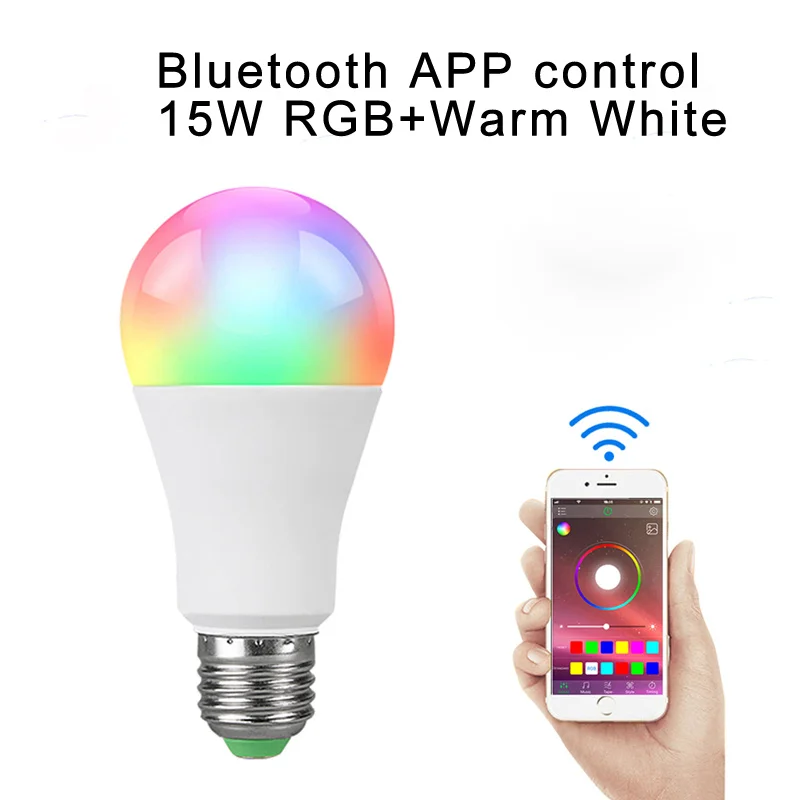 Bluetooth 15W RGBWW Беспроводной RGBW RGBWW ночной Светильник RGB лампа 15 Вт 10 Вт 5 Вт AC85-265V умная лампа/светильник Bluetooth APP или ИК-пульт дистанционного управления - Испускаемый цвет: Bluetooth 15W RGBWW