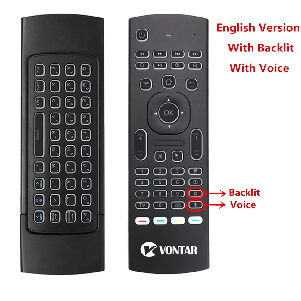 English backlit voic MX3 воздушная мышь с подсветкой mx3 pro мини беспроводная клавиатура умный голосовой пульт дистанционного управления 2,4G ИК-обучение для Android tv Box H96 MAX X96 - Цвет: English backlit voic