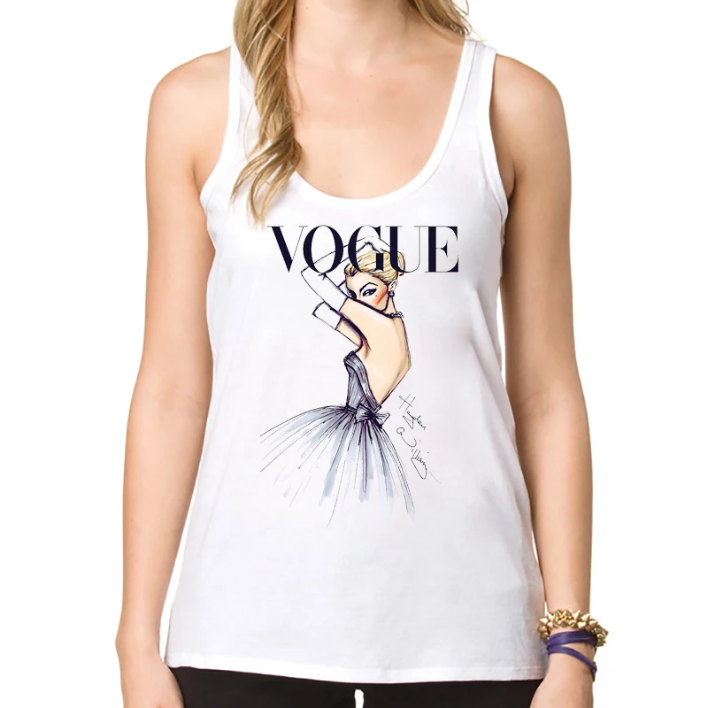 Новинка 2019 модные пары женские майки с модным принтом новинка VOGUE Beauty Girl