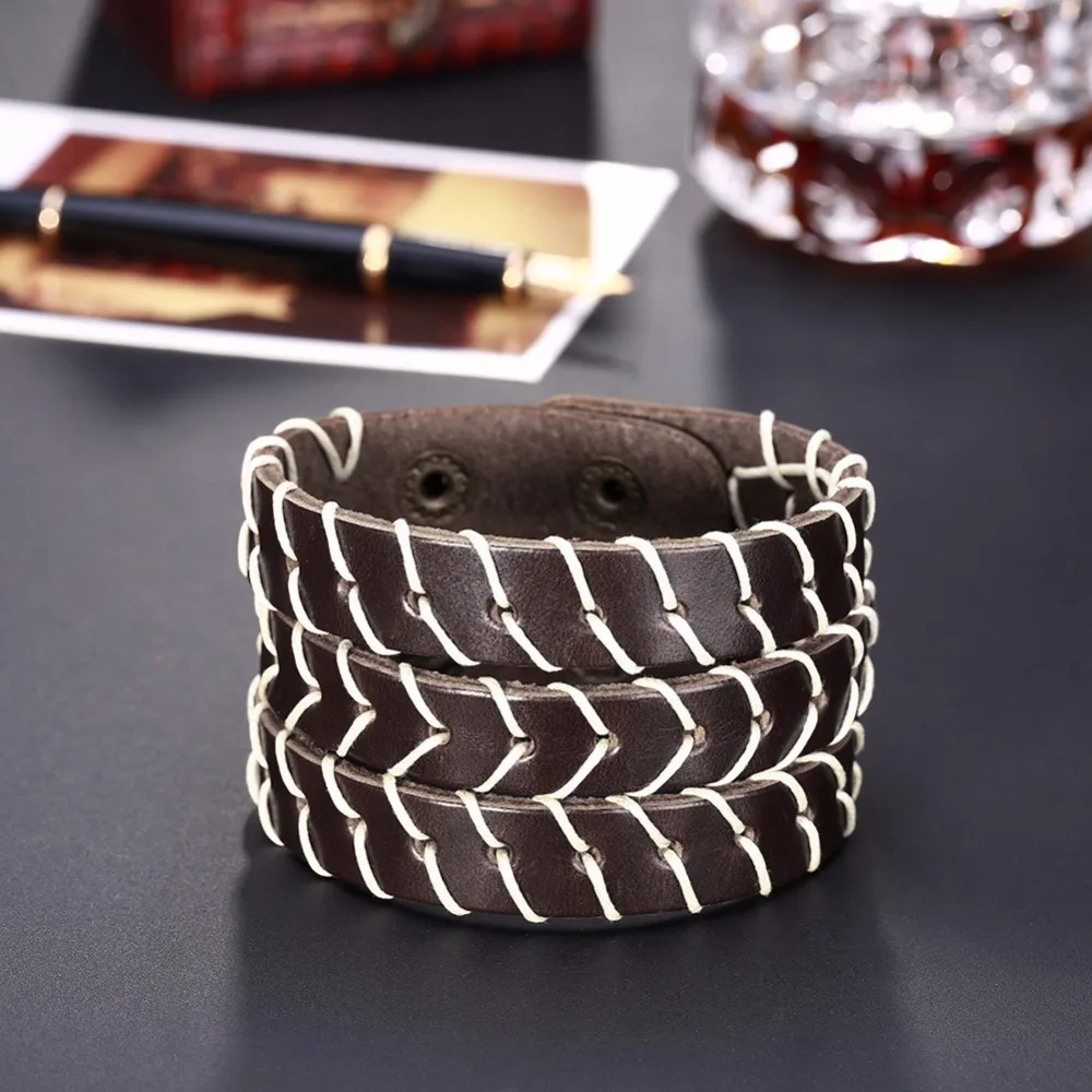 Тигр Тотем Панк ювелирные изделия коричневый Пояса из натуральной кожи браслет