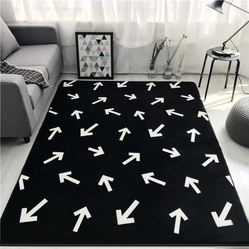 Модный черный белый лист стрела для гостиной спальни декоративный ковер ванной